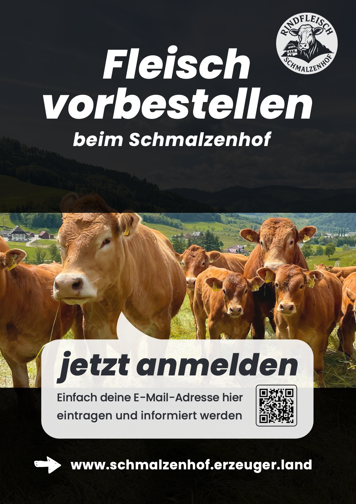 QR-Flyer zur Kundenanmeldung für die Fleisch-Direktvermarktung